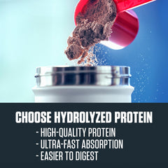 Dymatize ISO100 Fudge Brownie shake in glass showing a ready-to-drink recovery option