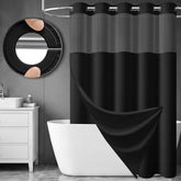 Dynamene front full panel black curtain showing clean modern look and easy install