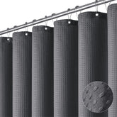 Dynamene curtain front view showing charcoal grey elegance and privacy