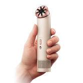 Dyson HushJet Mini front view showing sleek bladeless design and portability