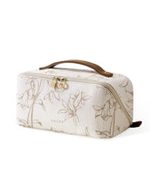 EACHY front view of beige floral bag showing stylish exterior and benefit of portability