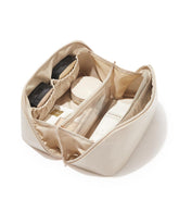 EACHY front view of white medium cosmetic bag showing compact design and style