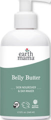 Earth Mama belly butter front jar showing clean organic packaging and calming benefit