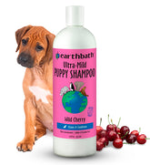 earthbath front bottle view showing wild cherry puppy shampoo benefit gentle cleanse