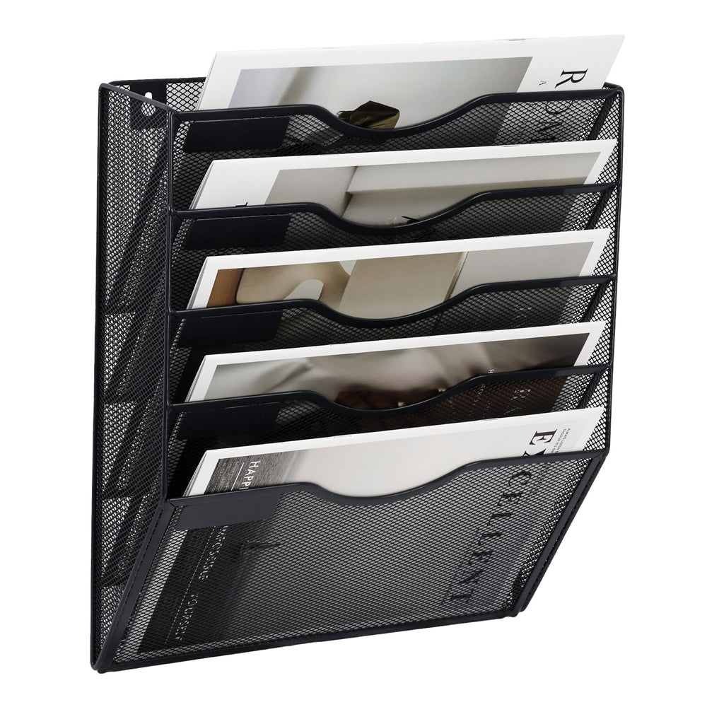 EASEPRES front view of five-pocket wall file organizer showing tidy storage benefit
