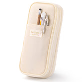 EASTHILL cream pencil case front view showing clean design and capacity benefit