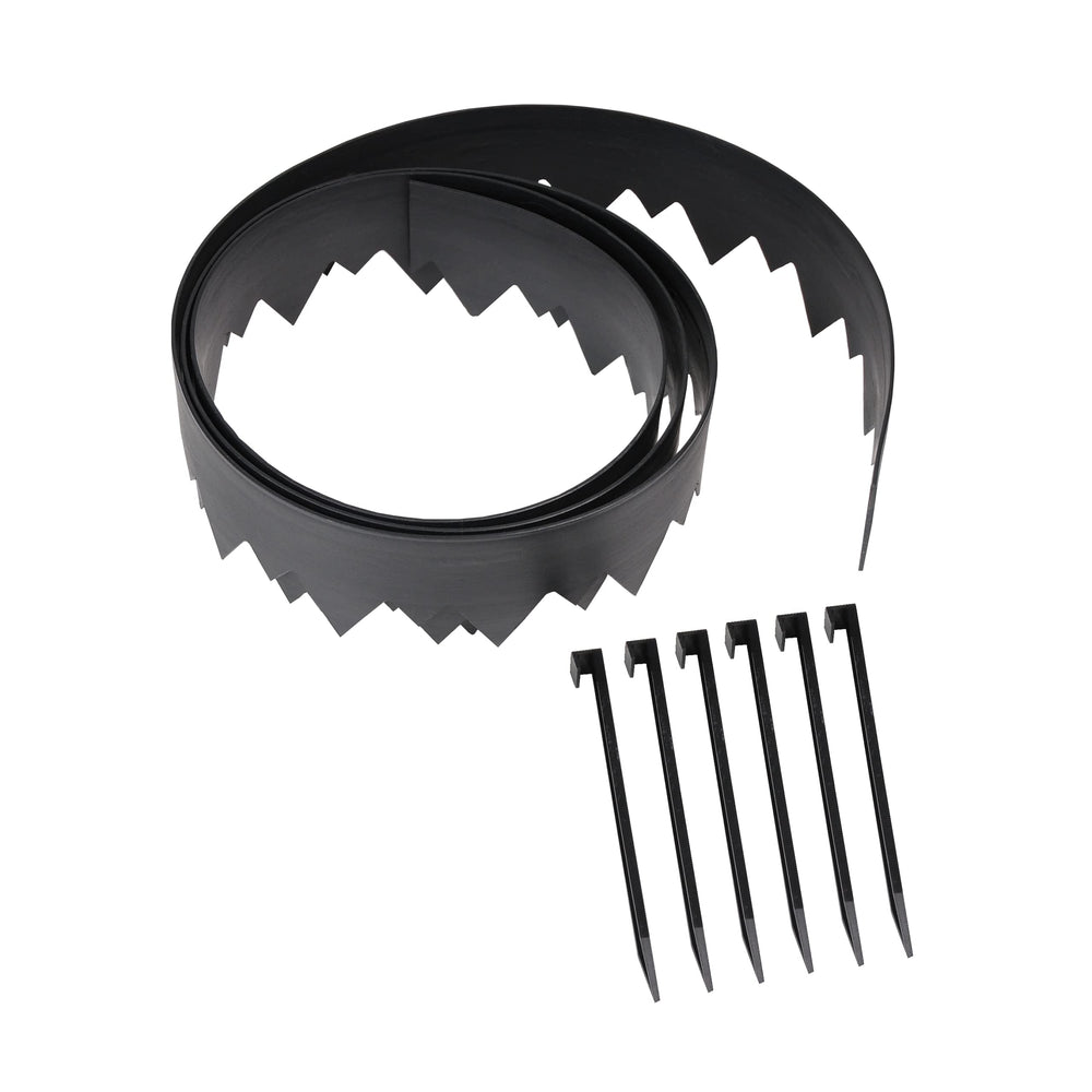 EasyFlex 20-foot coil of black recycled plastic edging showing compact packaging and easy transport