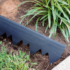 EasyFlex edging installed in a curved flower bed showing flexible fit and neat border