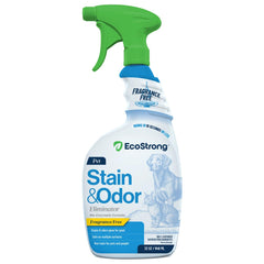 Eco Strong front label showing 32oz bottle and clear usage benefits