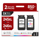 Eco Victor front packaging showing both 245XL and 246XL cartridges and compatibility info benefit