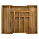 EcoFives acacia organizer front view showing clean divisions and elegant finish