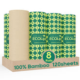 ECOLipak front packaging showing eight bamboo paper towel rolls and eco claims
