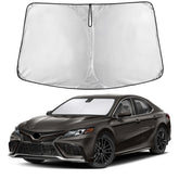 EcoNour front view of Camry windshield shade showing full coverage and protection