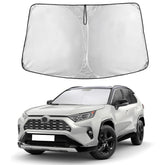 EcoNour front view fitted on RAV4 windshield showing full coverage and protection