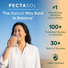 EcoNugenics PectaSol open bottle with capsules visible, convenient daily dosing