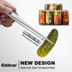 Eddeas tweezers size comparison on wooden board showing 12", 10", 8" versatility