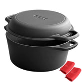 EDGING CASTING front view of 5 qt Dutch oven showing versatile two-piece set and rustic finish