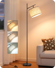 EDISHINE front view of black arc floor lamp showing elegant silhouette and bright benefit