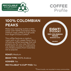 Eight O'Clock Coffee pod side profile displaying sealed freshness and measured portion benefit