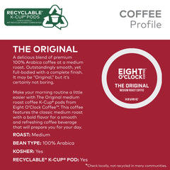 Close-up of Eight O'Clock ground coffee texture showing smooth Arabica roast body