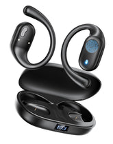 Eigsupia open ear headphones front view showing sleek black finish and shape for comfort