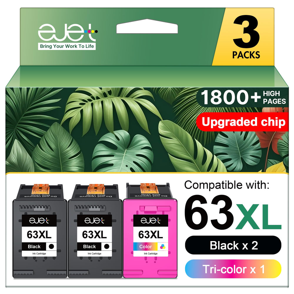 ejet front packaging showing 63XL combo pack and value for frequent printing
