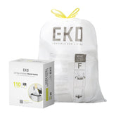 EKO front packaging showing 110-count 13 gallon bags and benefits