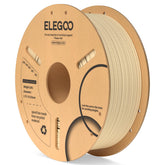 ELEGOO beige spool front view showing label and neat winding for reliable feeds