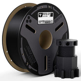 ELEGOO spool front view showing black PETG-CF and clear labeling benefit strength