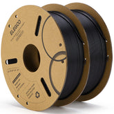 ELEGOO spool front view showing black filament and smooth feeding benefit