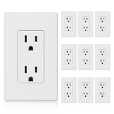ELEGRP front view of decorator outlet showing clean matte finish and dual receptacles for improved aesthetics