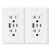 ELEGRP front view of white outlet showing USB ports and receptacle for convenient charging