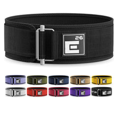 Element 26 front view of black lifting belt showing consistent 4-inch profile and support