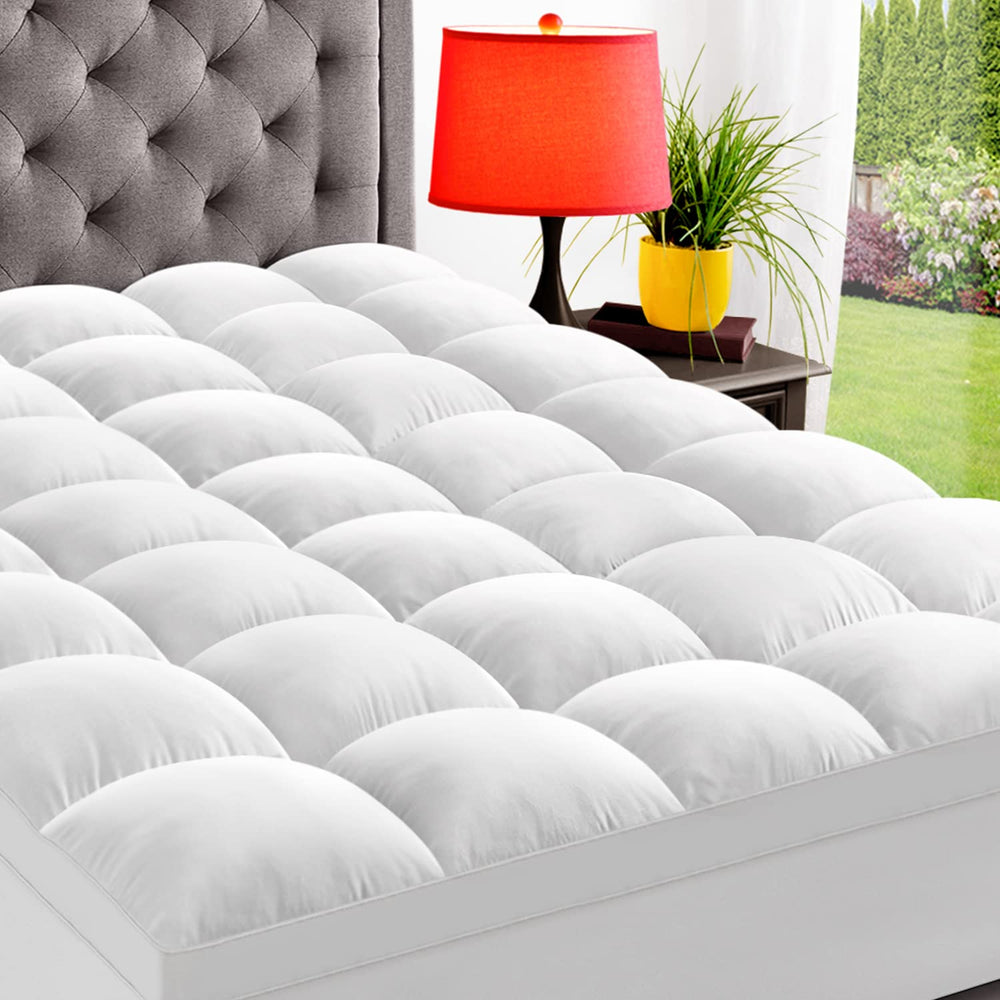 ELEMUSE king topper front view showing plush surface and neat edges for extra comfort