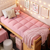 ELEMUSE front view of pink Twin XL topper showing plush comfort