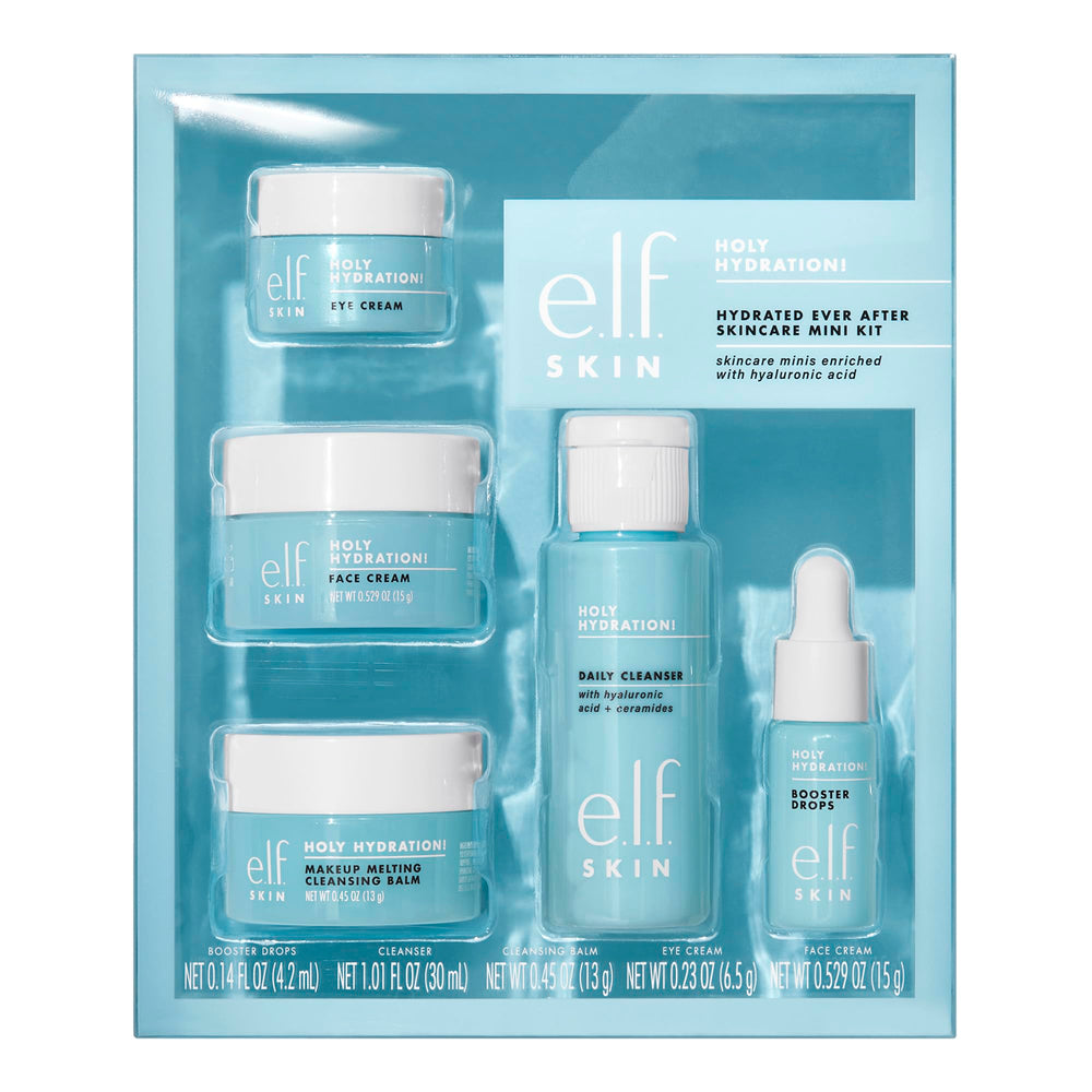 e.l.f. SKIN front packaging showing all mini products and clear travel benefit