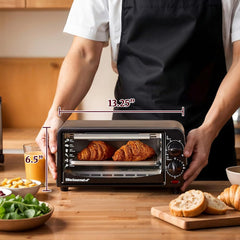 Elite Gourmet ETO236 non-stick pan close-up showing easy cleanup benefit