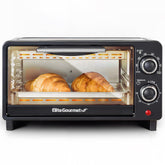 Elite Gourmet front view showing oven door and matte black finish for sleek countertop look