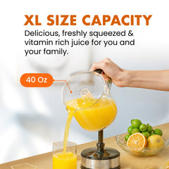 Elite Gourmet ETS740 full assembled pitcher highlighting 1.2L capacity and pouring spout benefit