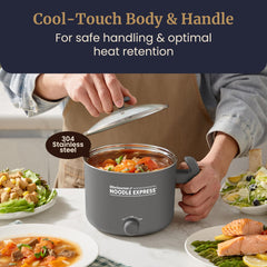 Elite Gourmet tempered glass lid detail showing steam vent for safe monitoring