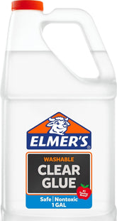 Elmer's clear gallon front label showing brand and product benefits