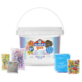 Elmer's front bucket showing Glassy Clear slime and label for instant play
