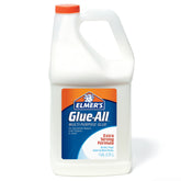 Elmer's Glue-All gallon bottle front view showing label and size, useful for stocking supplies