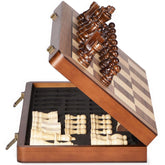 ELONGDI front closed wooden chess case showing portability and secure storage