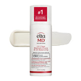 EltaMD front packaging showing pump bottle and SPF 50 protection benefit