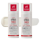 EltaMD UV Clear front pump bottle showing compact travel benefit