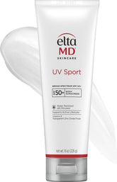 EltaMD bottle front view showing SPF 50 protection and sport use benefit