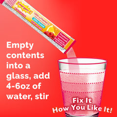 Emergen-C powder fizzing in a glass for quick dissolution benefit