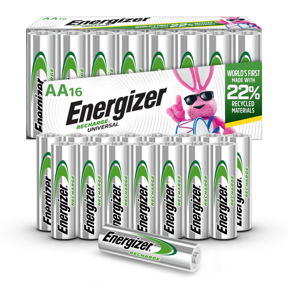 Energizer 16-pack front packaging showing full battery set and convenience
