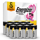 Energizer C pack front view showing 12-count and branding for reliable storage